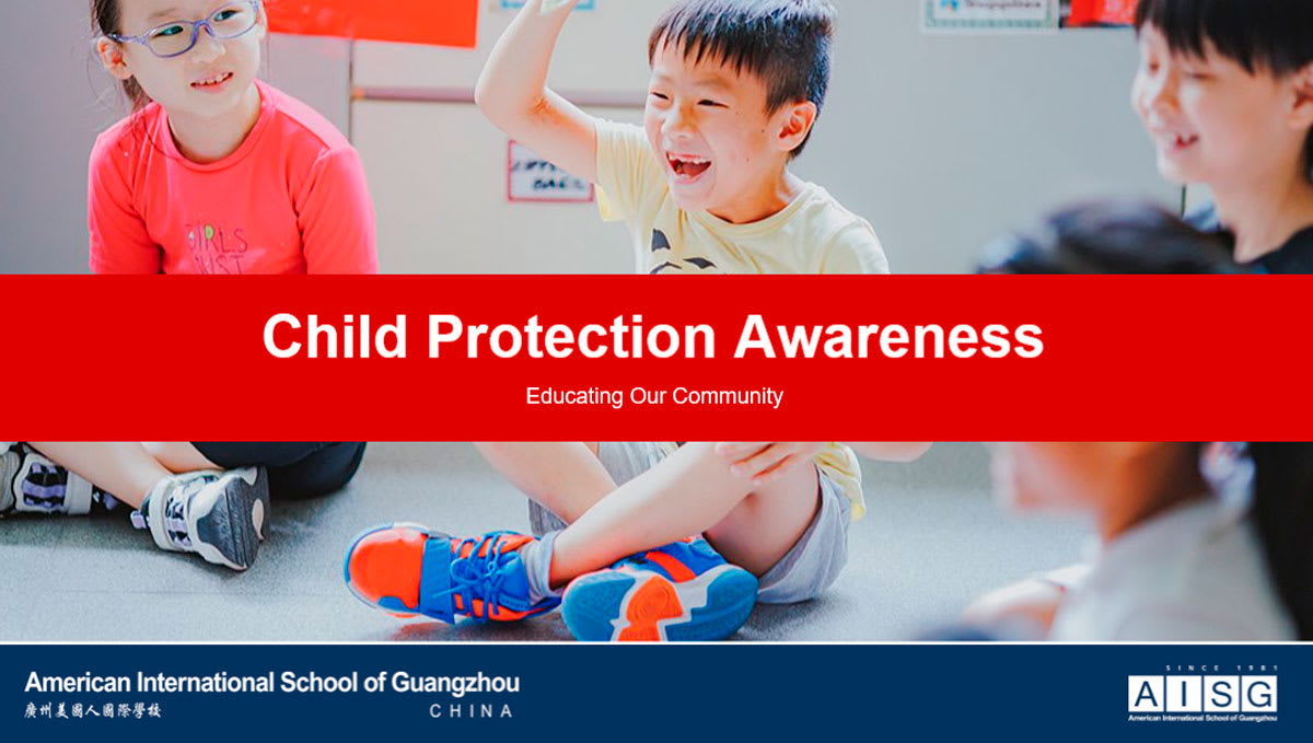 graphic image that says Child Protection Awareness