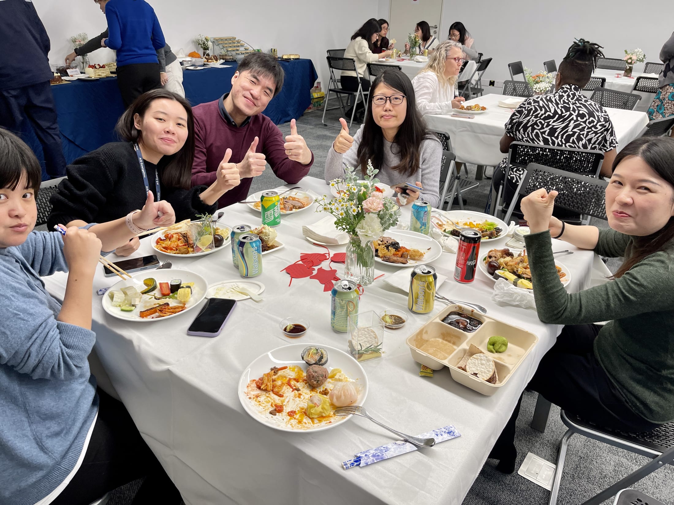 Staff enjoying at the PTA Appreciation Lunch for AISG Faculty & Staff