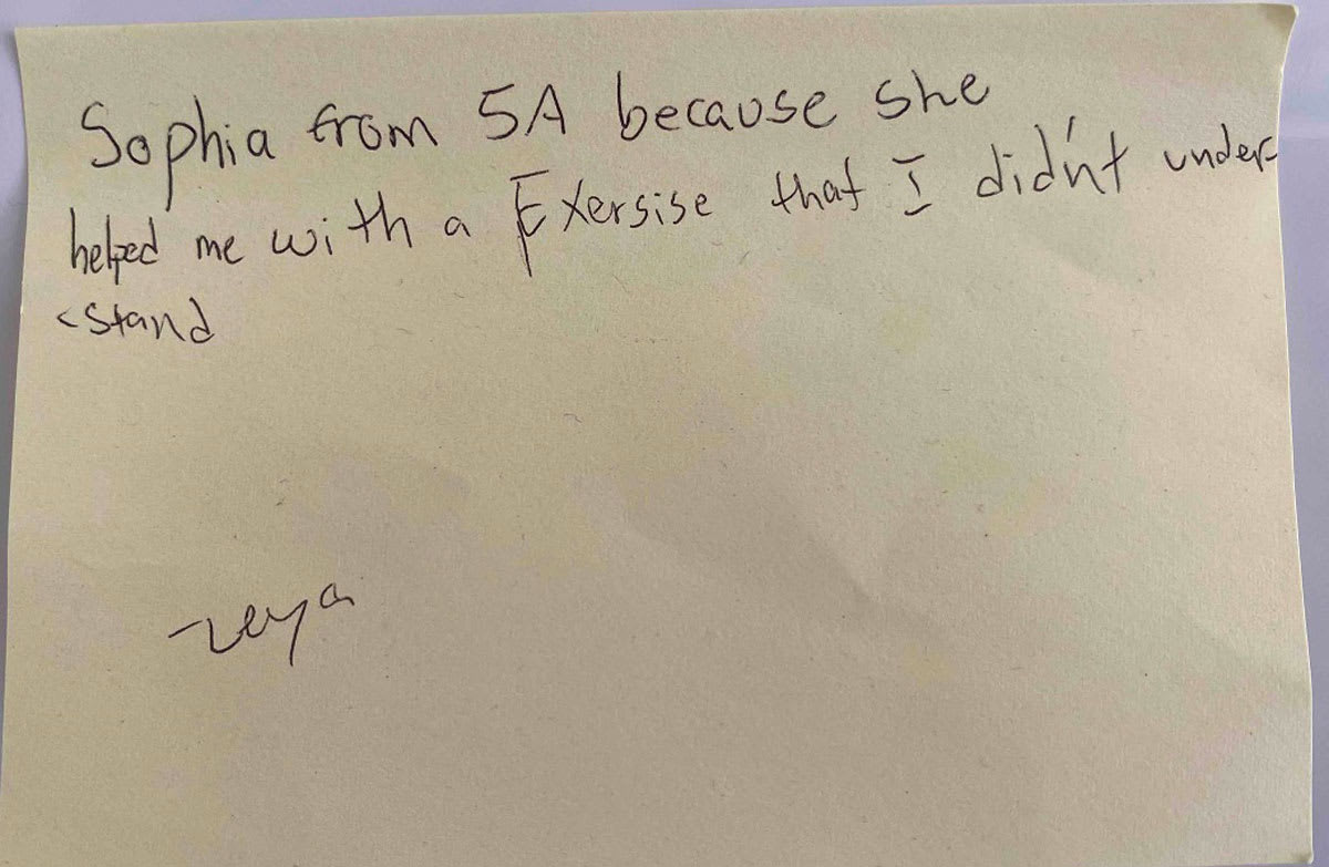 a note from Zeya