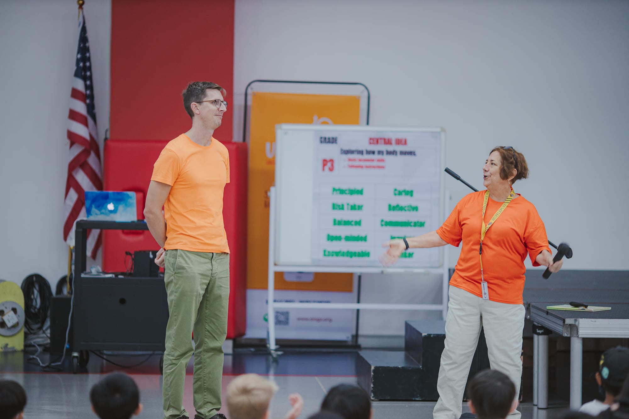 AISG Elementary School principal and assistant principal in Upstander presentation