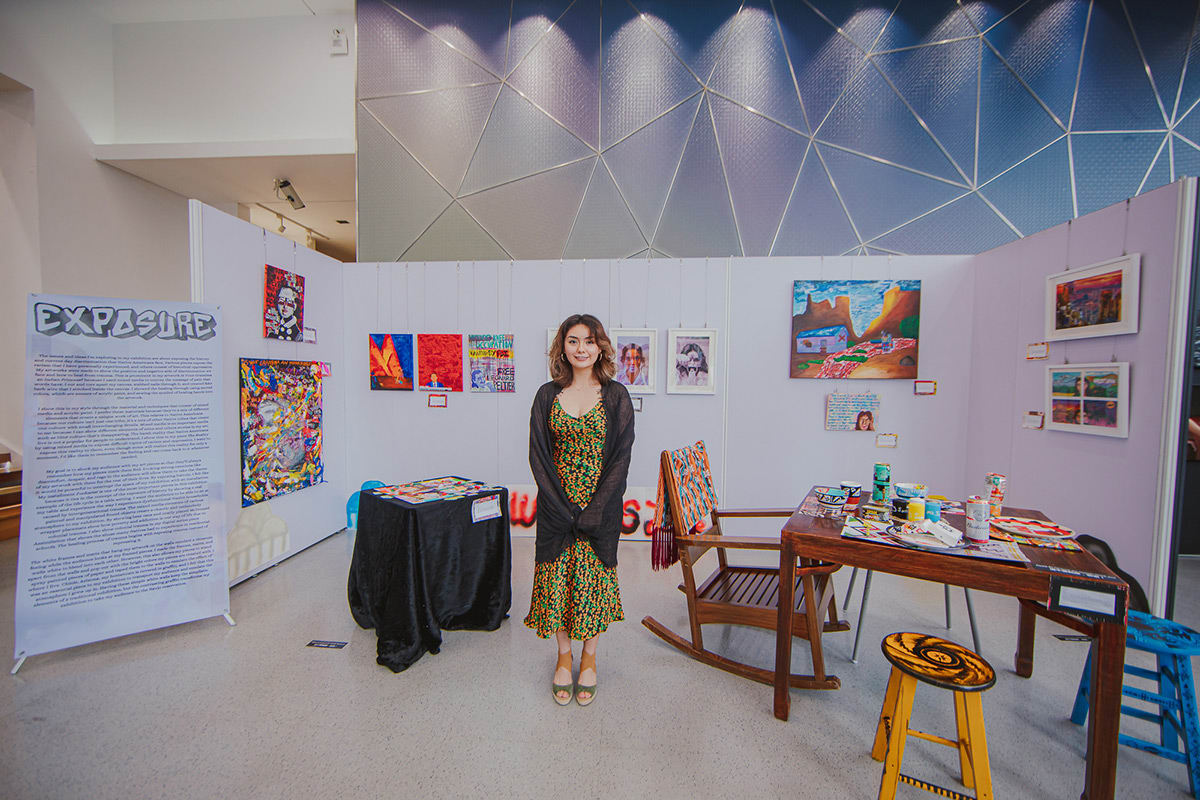 Student and her booth