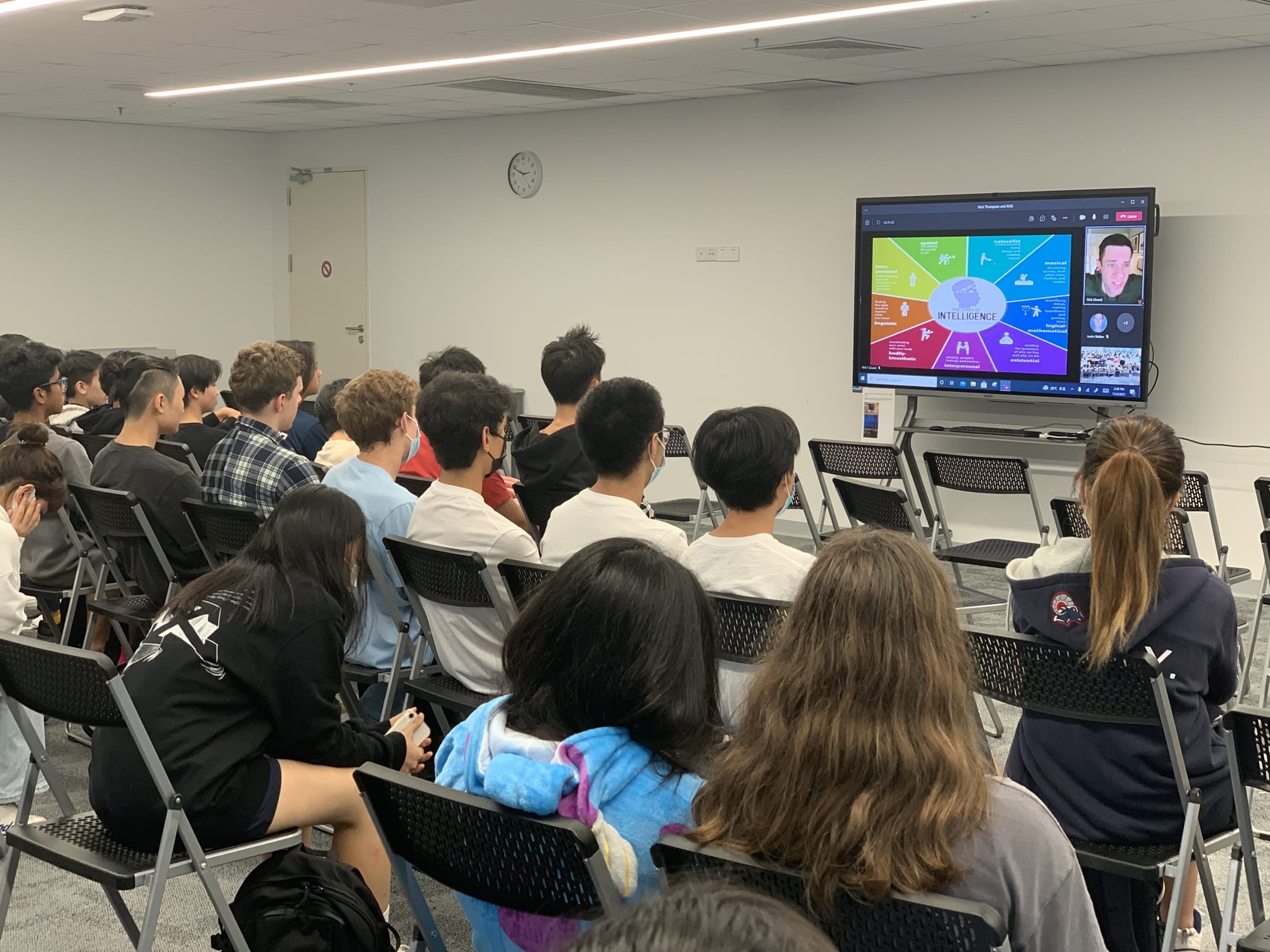 SY2122 AISG Annual Fund Speaker Series Nick Thompson speaking to crowd of students