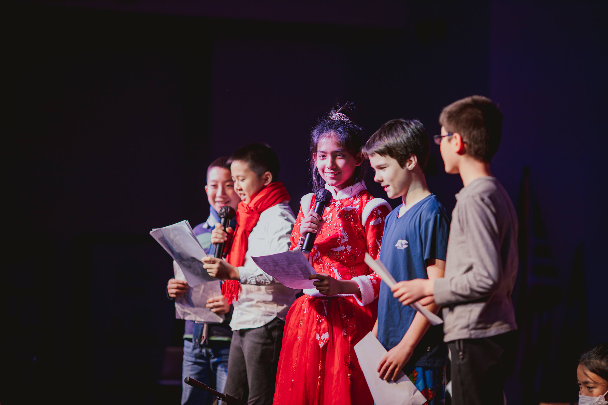 AISG elementary school students hosting in a performance
