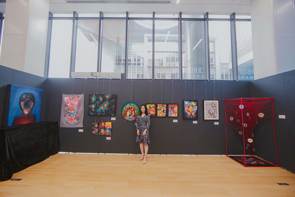 Student and her booth