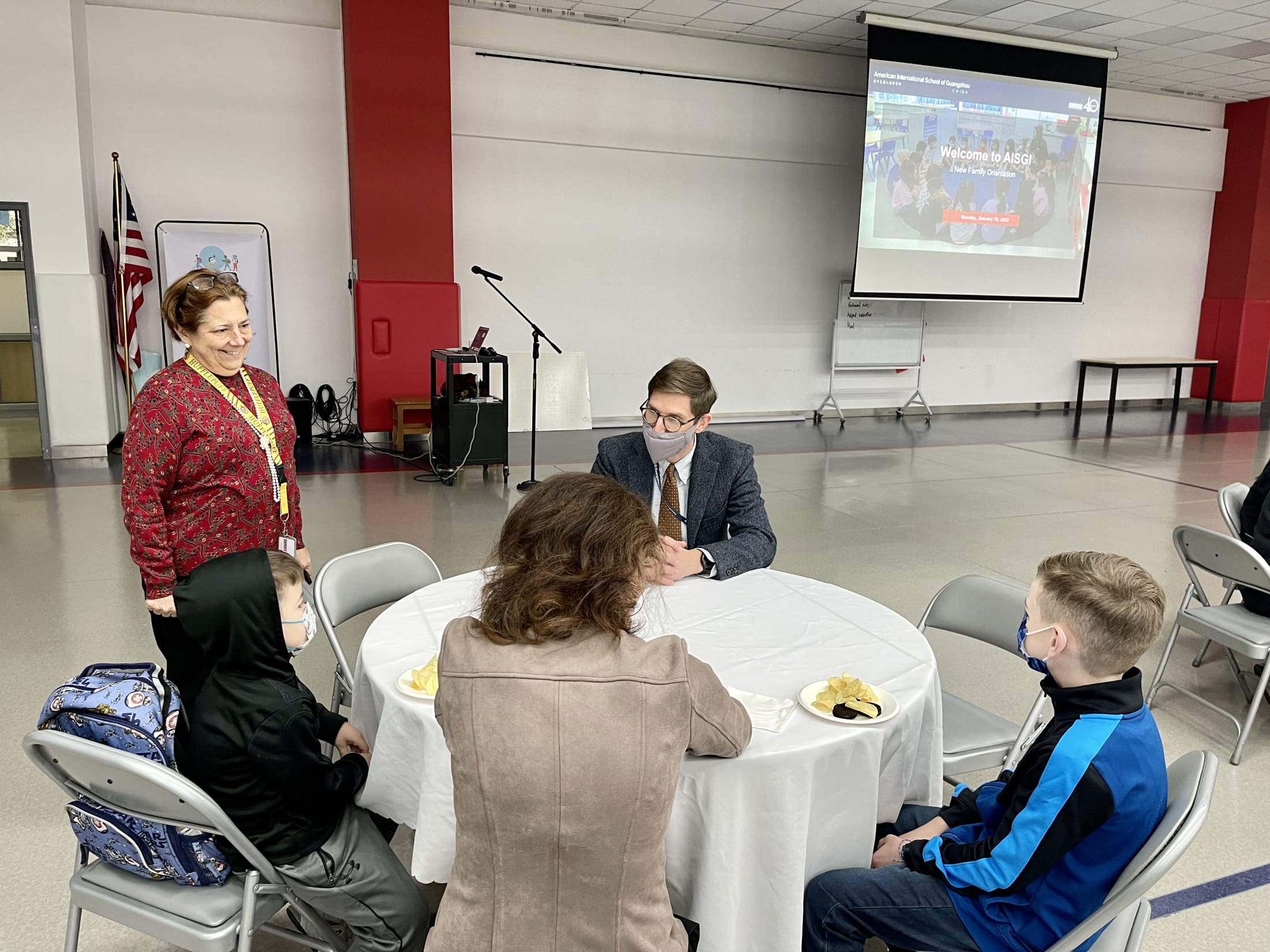 New families of AISG meet the elementary school principal
