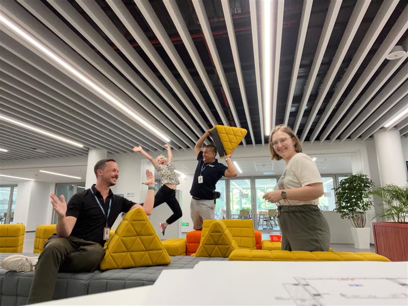 AISG teachers having fun with innovative furniture