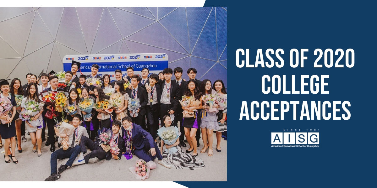 image of the 2020 AISG graduates holding flowers received upon graduation