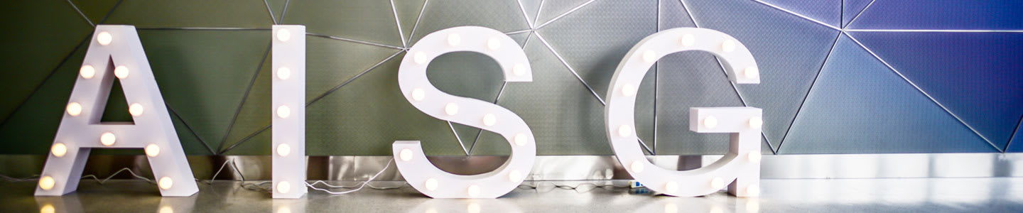 picture of AISG in a lighted display