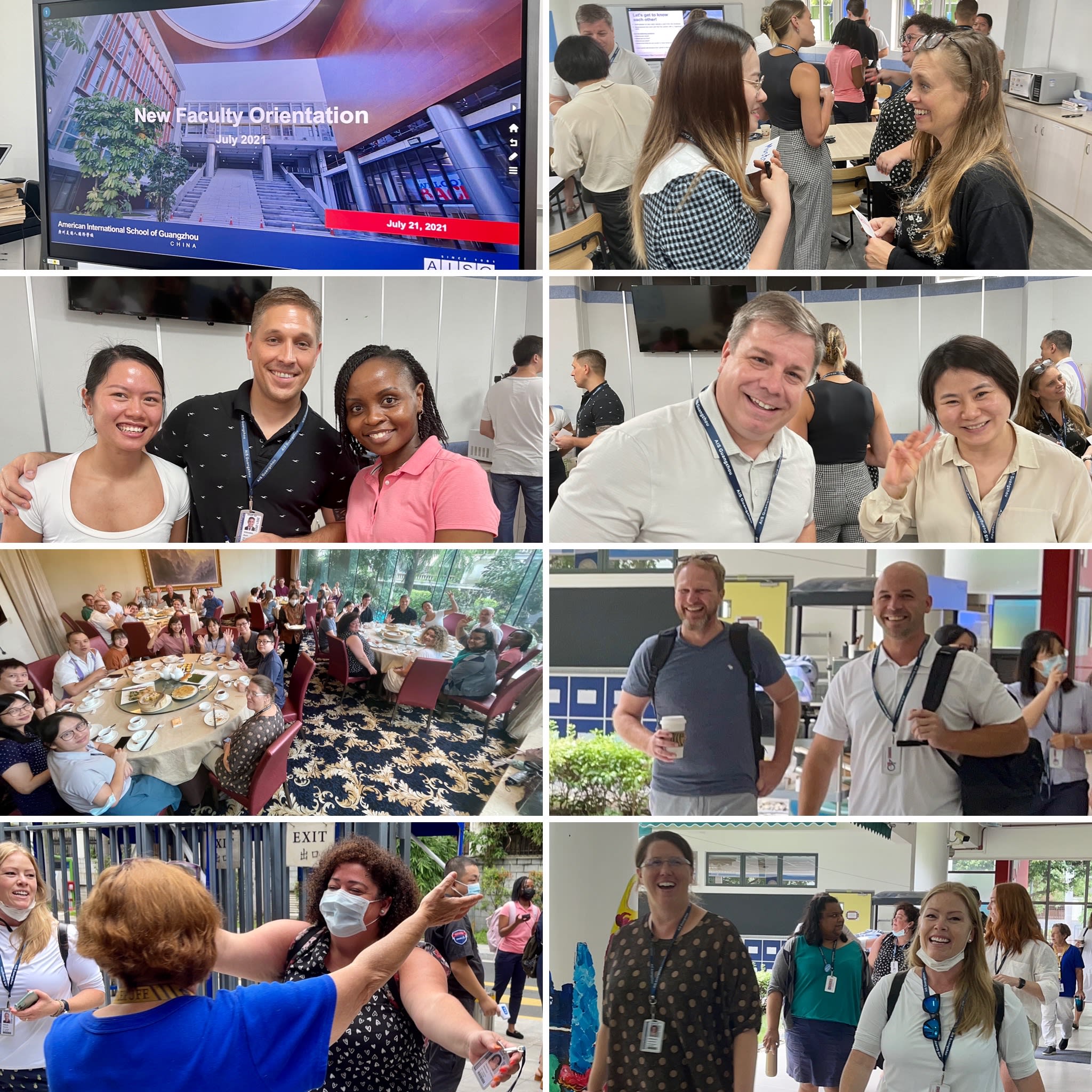 AISG's SY2122 new faculty orientation with a collage of 8 photos