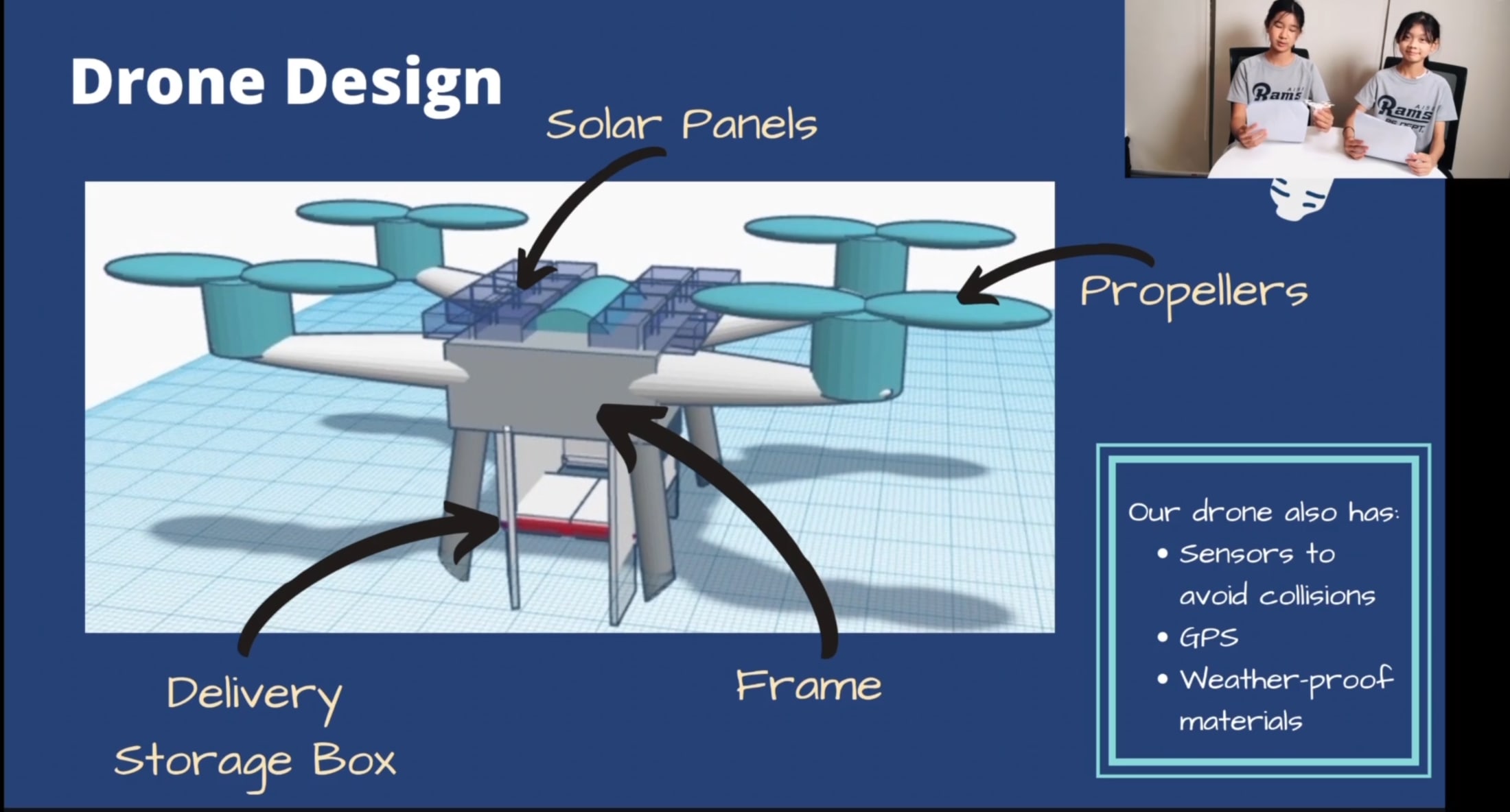 AISG FIRST LEGO League Competition drone design presented by the girls' team