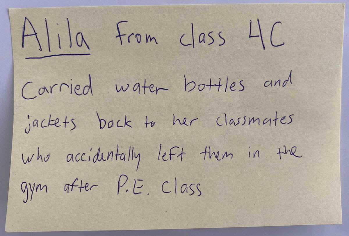 a caring note for alila